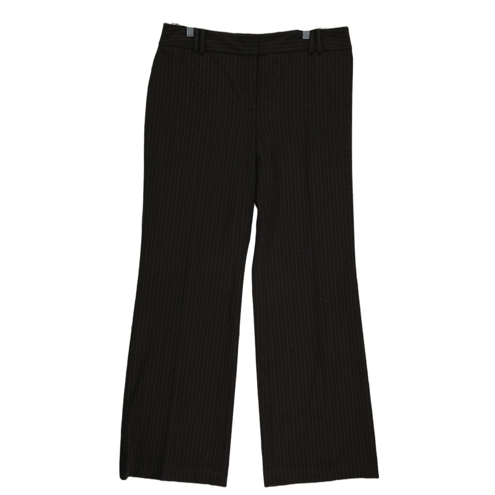 Ann Taylor Pinstripe Trousers Women's Size 12‎ Black Wide Leg Mid Rise Pants